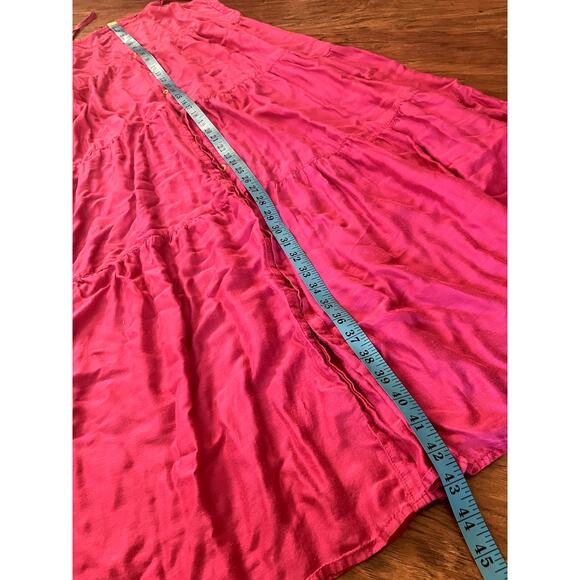 Polo RALPH LAUREN Tiered Translucent Cover-Up Maxi Slip Dress  Size 14 Hot Pink - Picture 6 of 6